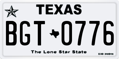 TX license plate BGT0776