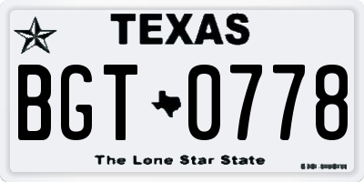 TX license plate BGT0778