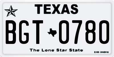 TX license plate BGT0780