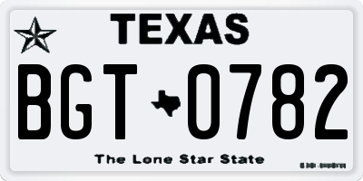 TX license plate BGT0782