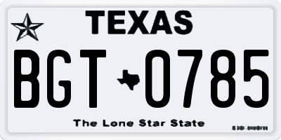 TX license plate BGT0785