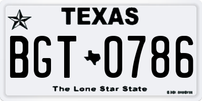 TX license plate BGT0786