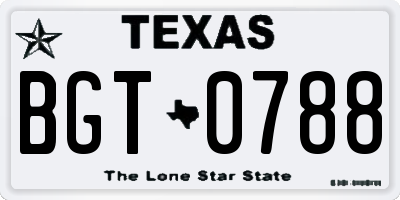 TX license plate BGT0788