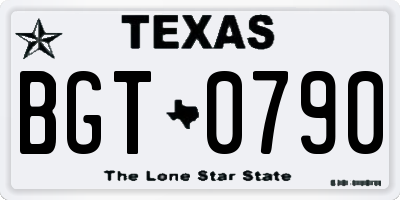 TX license plate BGT0790