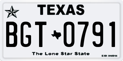 TX license plate BGT0791