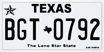 TX license plate BGT0792