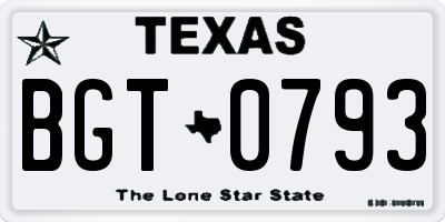 TX license plate BGT0793
