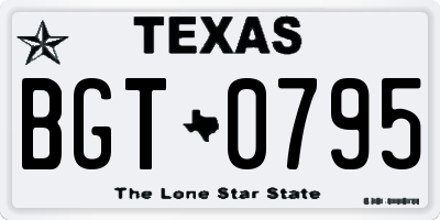 TX license plate BGT0795