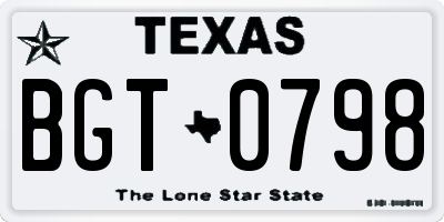 TX license plate BGT0798