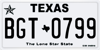 TX license plate BGT0799