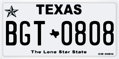 TX license plate BGT0808