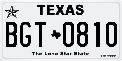TX license plate BGT0810