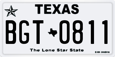 TX license plate BGT0811