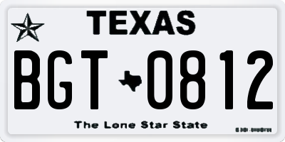 TX license plate BGT0812