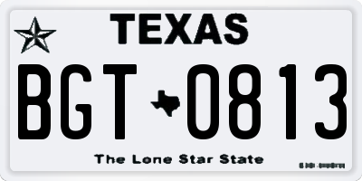 TX license plate BGT0813