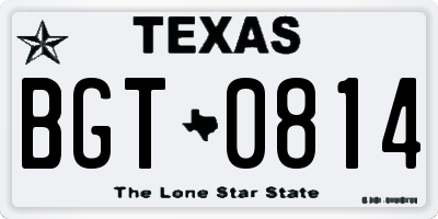 TX license plate BGT0814
