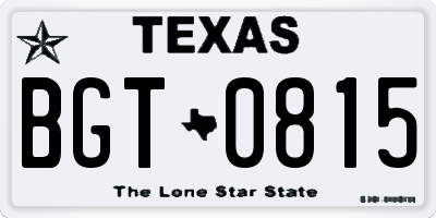 TX license plate BGT0815