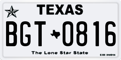 TX license plate BGT0816
