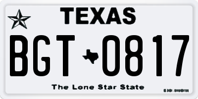 TX license plate BGT0817