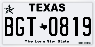 TX license plate BGT0819
