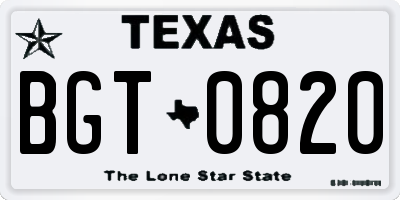TX license plate BGT0820