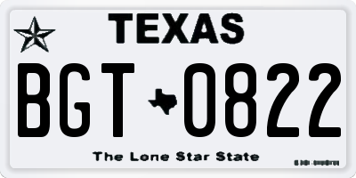 TX license plate BGT0822