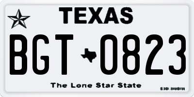 TX license plate BGT0823