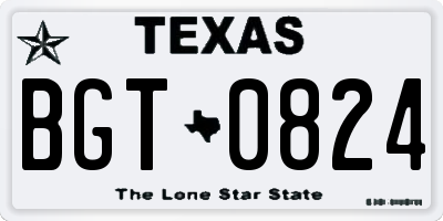 TX license plate BGT0824