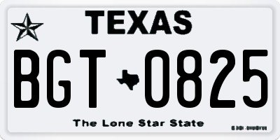 TX license plate BGT0825