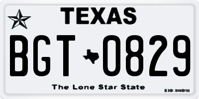 TX license plate BGT0829