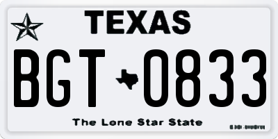 TX license plate BGT0833