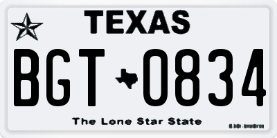 TX license plate BGT0834