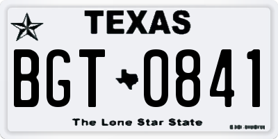 TX license plate BGT0841