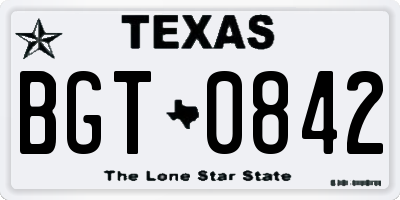 TX license plate BGT0842