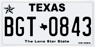 TX license plate BGT0843