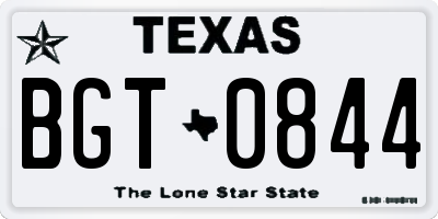 TX license plate BGT0844
