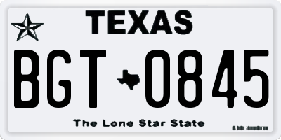 TX license plate BGT0845