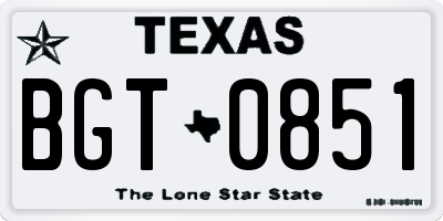 TX license plate BGT0851