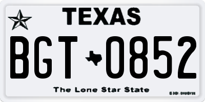 TX license plate BGT0852