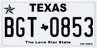 TX license plate BGT0853