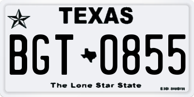 TX license plate BGT0855