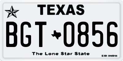TX license plate BGT0856