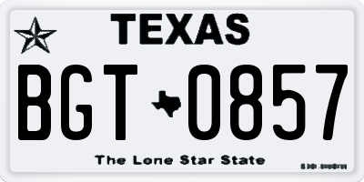 TX license plate BGT0857