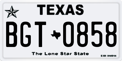 TX license plate BGT0858