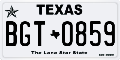 TX license plate BGT0859