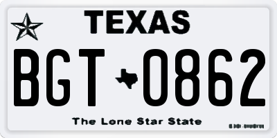 TX license plate BGT0862