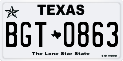 TX license plate BGT0863
