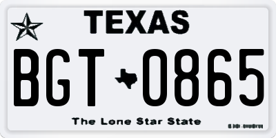 TX license plate BGT0865