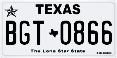 TX license plate BGT0866