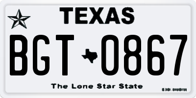 TX license plate BGT0867